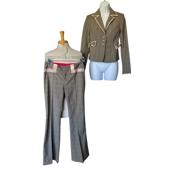 Rebecca Taylor Vintage 90s Y2K  2 Pc Pantsuit Herringbone Excellent Size 2 - Picture 13 of 13